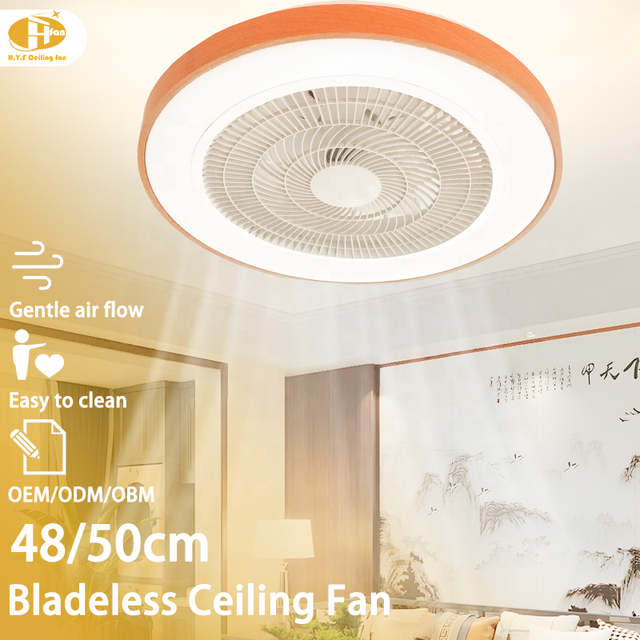 Wood Grain Ceiling Fan With Multi Tone Led Light DC Motor Speed Adjust Timing Remote for Small Bedroom Home Interior Decor