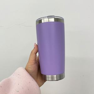 20oz Powder Coated Double Wall Vacuum Insulated Travel Coffee Tumbler <b>Slide</b> Lids Eco-Friendly Stainless Steel Mug for Laser - Product Image 3