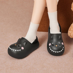 Pantoufles chaudes d'hiver pour femmes, surface en matériau EVA imperméable, motif de dessin animé mignon, pantoufles d'intérieur, pantoufles en coton pour l'intérieur - Product Image 3