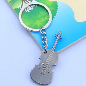 Porte-clés musical rétro en métal pour violon Porte-clés mode créatif en métal Porte-clés en alliage publicitaire imprimé avec logo personnalisé