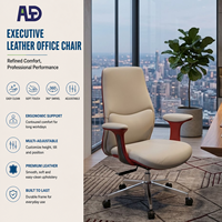 Chaise de bureau exécutive ergonomique en cuir de luxe moderne, dossier haut, pivotante, avec base en aluminium pour patron ou directeur