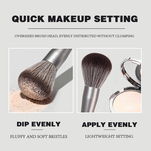 Pinceau de maquillage individuel en nylon de la série Grey-Glazed pour poudre libre, design portable, absorption minimale du produit, beauté - Product Image 3