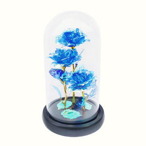 G128กาแล็กซี่ฟอยล์สีทองกุหลาบดอกไม้ที่มีไฟ LED ฟอยล์สีทองในโดมแก้วปกกล่องของขวัญสำหรับวันคริสต์มาสวาเลนไทน์ - Product Image 5