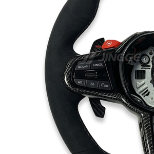 Volante Deportivo Personalizado Estilo LCI con Calefacción, en Alcántara y Fibra de Carbono para BMW G20/G30/G80/G01/G02/G87/M3/M240i/M340 - Product Image 4
