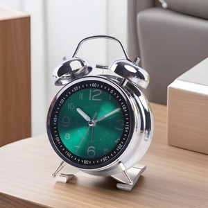 Retro Metal Bell Alarm <b>Clock</b> Analog Desk <b>Clock</b> Silent Non Ticking Battery Powered Bedroom <b>Bedside</b> Table <b>Clock</b> - Product Image 4
