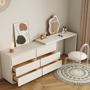 <span class=keywords><strong>Mesa</strong></span> de Maquillaje Moderna de Madera Maciza con Espejo LED Iluminado, Cajones Multifuncionales de Almacenamiento, Mueble de Dormitorio - Product Image 1