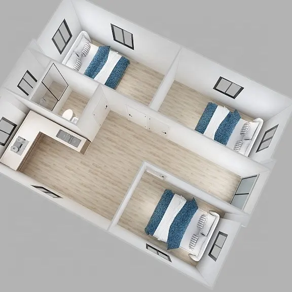 3 Schlafzimmer Fertighaus modulares Zuhause Mode und Luxus erweiterbares Container haus einfache Installation drei in einem Familienhaus