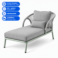 Chaise longue de jardin en aluminium pour usage commercial, avec tissage en corde, inclinable, pour hôtel, complexe hôtelier, villa, piscine
