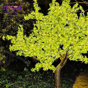 Sculpture lumineuse LED en forme de feuille de Ginkgo avec branches naturelles pour la décoration nocturne des jardins et des places - Product Image 6