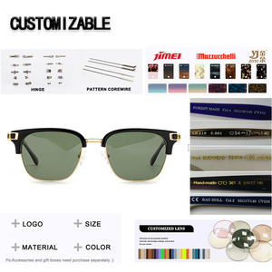 Últimas gafas de sol de diseñador logotipo personalizado negro acetato polarizado Popular Vintage moda cuadrado verde azul marrón claro UV400 Tac - Product Image 2