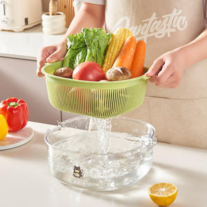 Panier à légumes à double couche Bqoo avec couvercle, panier à fruits en plastique, ensemble de cuisine 6 pièces - Product Image 2