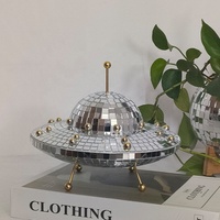 Ornement de bureau en verre en forme de soucoupe volante réfléchissante, boule disco OVNI, pour fêtes de Noël et décoration intérieure