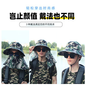 Sombrero de Pescador con Protección Solar y para el Cuello, Ajustable, de Ala Ancha, con Camuflaje, para Pesca al Aire Libre, Protección UV para Primavera y Verano - Product Image 4