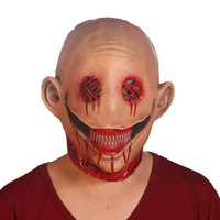 Nouveautés transfrontalières pour Halloween : Masque de clown drôle en latex, cheveux roux et yeux bleus, couvre-chef