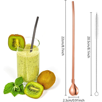 2025 cuillère pailles en acier inoxydable boire thé glacé cuillère pailles réutilisable métal Cocktail cuillères pailles pour mélanger et remuer