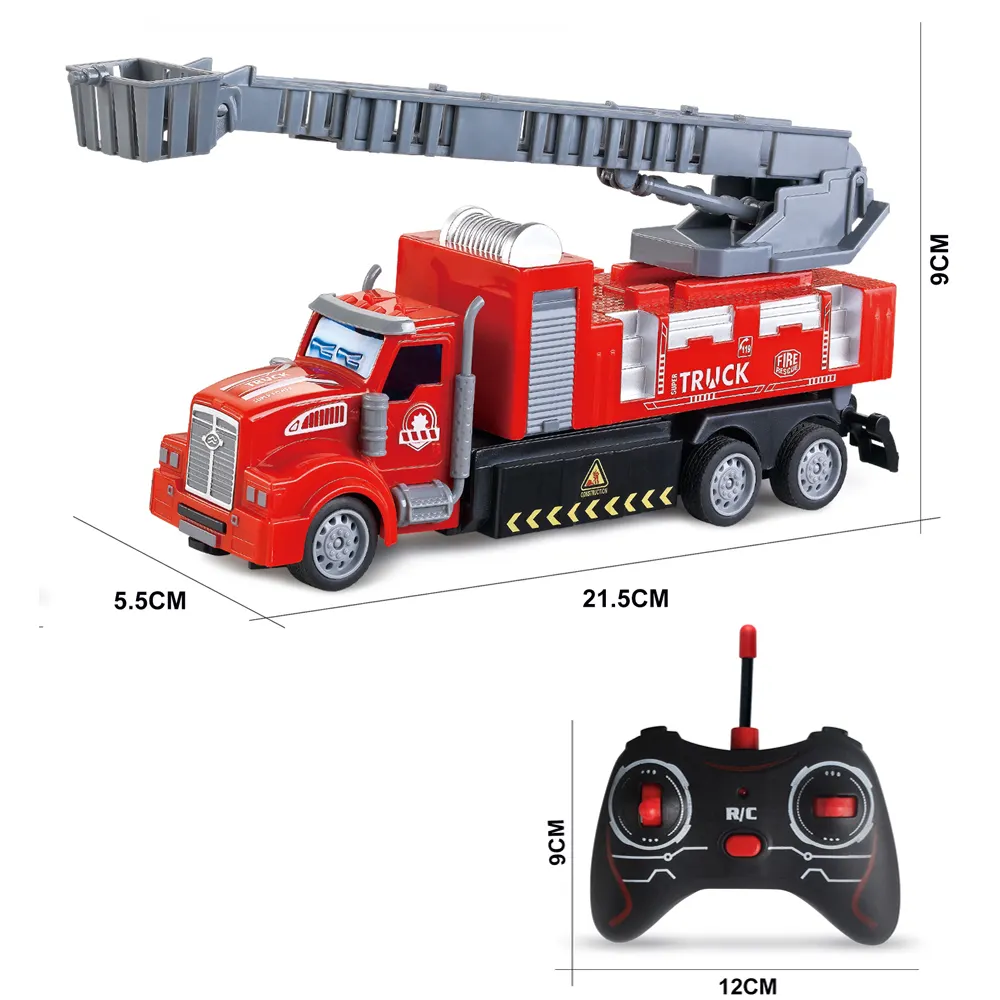 1/48 Four-Way Remote Control Ladder Fire Truck Toys For Kids RC Toys 27Mhz
