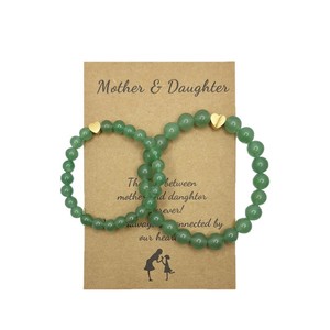 Bracelet perlé pour la fête des mères, bracelet élastique en pierre naturelle, cadeau mère et enfant avec carte cadeau, ensemble de bijoux - Product Image 5