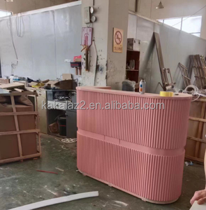 <strong>Pink</strong> Pinstripe Front Desk with Gold Edge High Fashion Cashier Suitable for <strong>Beauty</strong> Manicure and Hair <strong>Salon</strong> - Product Image 4