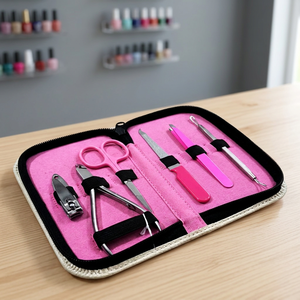 Kit de manucure professionnel ASAPPink, ensemble de soins des ongles, outils de manucure et pédicure en acier inoxydable, coupe-ongles 3-en-1, étui rose pour - Product Image 3