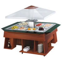 Comptoir de buffet mobile en bois avec refroidissement par air et protection anti-éclaboussures pour hôtels et restaurants