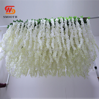 Fleurs artificielles de glycine blanche en soie suspendues SMS, pour la décoration murale de mariages et événements intérieurs/extérieurs