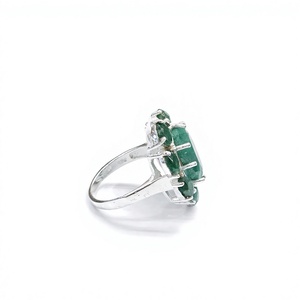 Luxury 925 Sterling <b>Silver</b> <b>Emerald</b> Flower <b>Ring</b> Natural Green Gemstone Statement <b>Ring</b> for Women Handmade Jewelry Supplier - Product Image 2