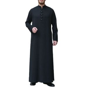 Vêtements musulmans traditionnels dubaï 1008 solide moyen-orient arabe Robe bouton simplifié grand hommes Robe musulmane - Product Image 5
