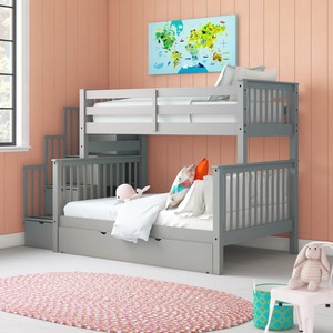 Letto a Castello in Legno Massello Smontabile per Bambini, Design Moderno e Minimalista, per Cameretta, Commercio Estero Transfrontaliero SY564 - Product Image 1