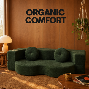 Divano Letto Convertibile in Velluto a Coste, Design Modulare Curvo a Onda, Schiuma ad Alta Resilienza per Camera degli Ospiti e Piccoli Appartamenti - Product Image 1