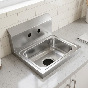 Industrial Stainless Steel Single Bowl Rectangular Wall Mounted Custom Wash Basin with Modern Design <b>Brushed</b> Surface 1 Hole - Product Image 1