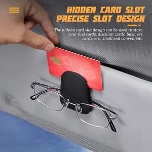 Car Accessories Magnetic Sun Visor Sunglasses Clip Leather <b>Glasses</b> Case Eyeglasses <b>Holder</b> with Ticket Card Interior Kits - Product Image 3