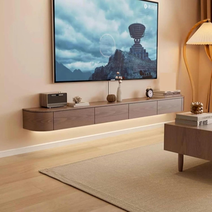 <span class=keywords><strong>Meuble</strong></span> TV mural flottant peu encombrant en MDF avec rangement dissimulé – Console multimédia minimaliste <span class=keywords><strong>pour</strong></span> salon - Product Image 6