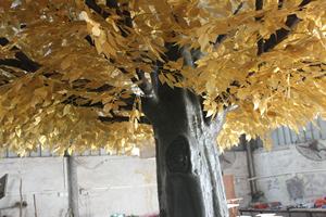 أنواع طبيعية من الأوراق الذهبية المصنوعة يدويا والجذع مصنوعة من نباتات الزينة من الذهب الاصطناعي شجرة اللبخ لتزيين الحدائق - Product Image 5