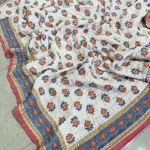 Thanh Lịch Hoa Tay Khối In Bông Nữ Hoàng Quilt Bộ 500TC Tất Cả Các Mùa Tùy Chỉnh Mềm Mới Thiết Kế Thủ Công Thủ Công - Product Image 5