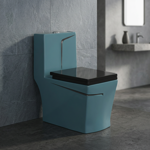 WC monobloc en céramique bleue Vistaar avec siphon en P, chasse d'eau par le sol, toilettes à poser au sol, vente en gros - Product Image 2