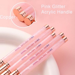 Pinceau à liner pour ongles avec manche en acrylique rose, poils fins en nylon de 6 mm à 18 mm, outil de dessin de lignes fines pour la manucure - Product Image 3