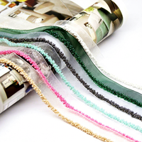 Ruban en organza orné de perles de verre multicolores, ruban de dentelle perlée pour robe de mariée, vêtement, chaussures, sac, accessoires de couture DIY