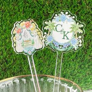 Palillos agitadores de acrílico personalizados - Decoración para copas de vino, agitadores de bebidas para bodas/fiestas/cenas, bares y restaurantes, artículos promocionales para fiestas - Product Image 3