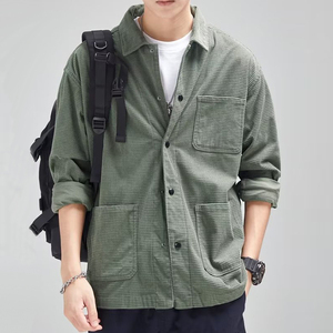 Da uomo a buon mercato <span class=keywords><strong>POLO</strong></span> <span class=keywords><strong>Oversize</strong></span> top in bianco tinta unita manica lunga in velluto a coste Casual con bottone da lavoro formale quotidiano - Product Image 3