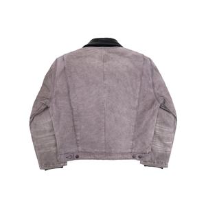Veste Homme en Toile Violet Vieilli de Qualité Supérieure avec Col en Cuir, Style Délavé et Vieilli, Vêtement d'Extérieur Tendance pour Homme, Vente en Gros - Product Image 2