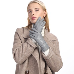 Milidanxue gants en peau de mouton colorés pour femmes mode hiver chaud doublé polaire extérieur en cuir gants en cuir - Product Image 4