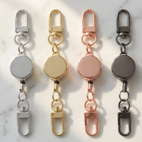 Porte-clés rétractable élastique avec anneau, porte-badge extensible, cordon de suspension avec mousqueton
