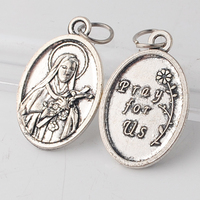 Petit pendentif religieux catholique en alliage de zinc plaqué argent antique de 1 pouce, Sainte Thérèse, 15*26mm