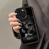 Coque antichoc en silicone gel à motif animalier sombre pour iPhone 17 Pro, avec cordon, compatible également avec les modèles 15, 14/13 Pro Max et 12 X