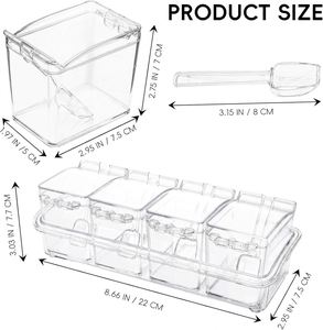 Kitchen Spice Storage Box Stackable Clear Acrylic Square <b>Canister</b> Containers <b>Set</b> with Lid Food Grade Injection Molded - Product Image 2