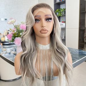 Peluca sin pegamento con encaje HD 13x4 de fibra sintética resistente al calor, pre-arrancada, con encaje frontal y cierre cerrado - Product Image 3