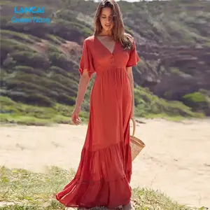 Vestido longo maxi de algodão para mulheres plus size, roupa casual feita sob medida