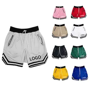 Pantaloncini da basket con logo personalizzato a sublimazione in bianco maglia da ginnastica pantaloncini da ginnastica per fitness muscolare all'ingrosso a basso prezzo