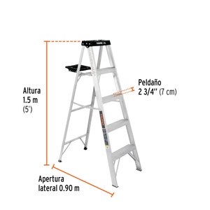 Escabeau télescopique EST-34 en alliage d'aluminium Truper Type III avec 4 marches et plateau en PRF Design industriel certifié EN131 - Product Image 3