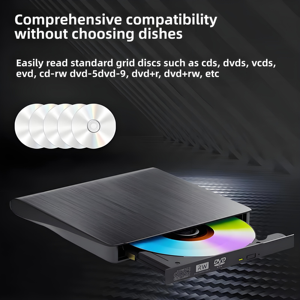 Unidad óptica externa USB 3,0, grabadora <span class=keywords><strong>de</strong></span> <span class=keywords><strong>CD</strong></span> DVD <span class=keywords><strong>de</strong></span> estilo cepillado directo <span class=keywords><strong>de</strong></span> fábrica con interfaz fácil para computadora portátil - Product Image 2